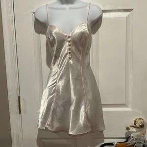 Cacique Lingerie Cream & Pink Satiny Teddy Sz M